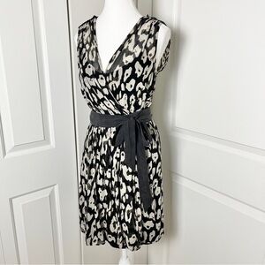 Club Monaco Sheer Silk Wrap Cocktail Dress w/ Slip Dress, Cream & Black - Size 2